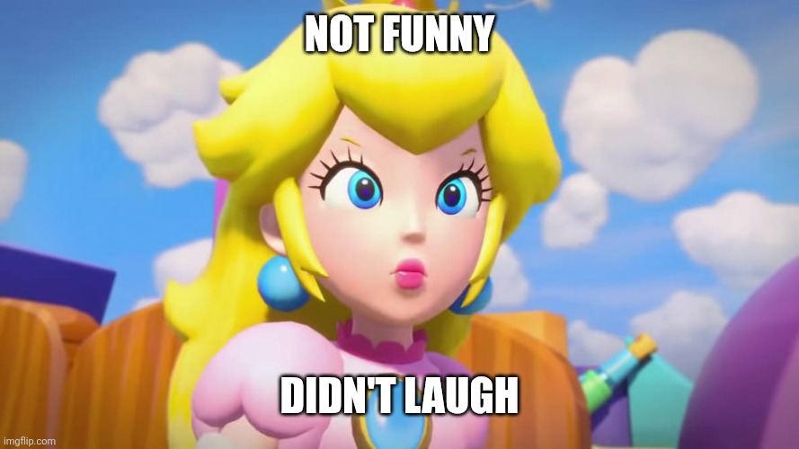 princess peach is angry | NOT FUNNY DIDN'T LAUGH | image tagged in princess peach is angry | made w/ Imgflip meme maker