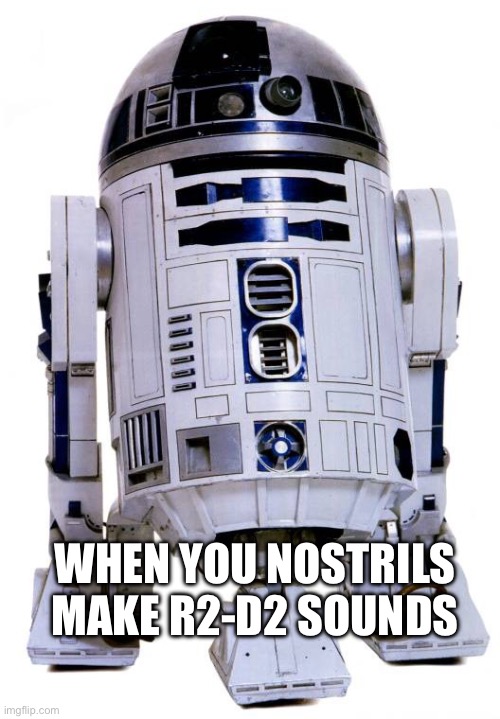 R2 D2 | WHEN YOU NOSTRILS MAKE R2-D2 SOUNDS | image tagged in r2 d2 | made w/ Imgflip meme maker