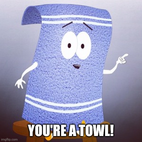 Towlie | YOU'RE A TOWL! | image tagged in towlie | made w/ Imgflip meme maker