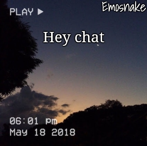 Emosnake's dreamy temp | Hey chat | image tagged in emosnake's dreamy temp | made w/ Imgflip meme maker