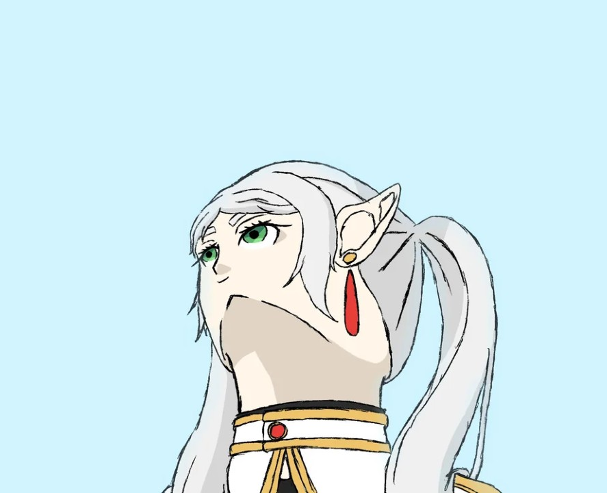 Frieren looking up Blank Meme Template