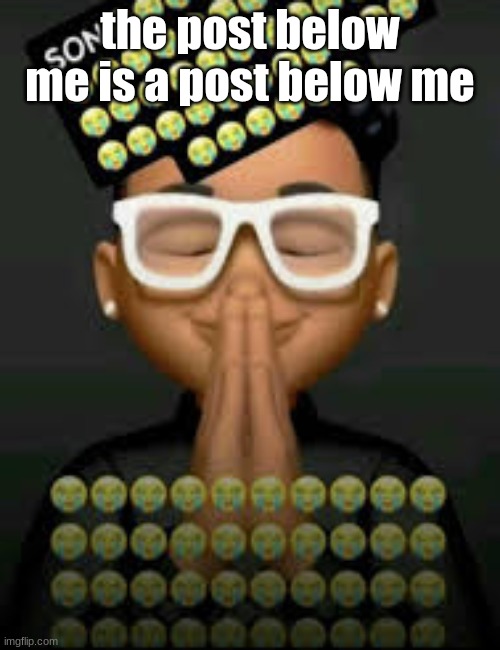 I'm crine (made by our glorious king bigjim998) | the post below me is a post below me | image tagged in i'm crine made by our glorious king bigjim998 | made w/ Imgflip meme maker