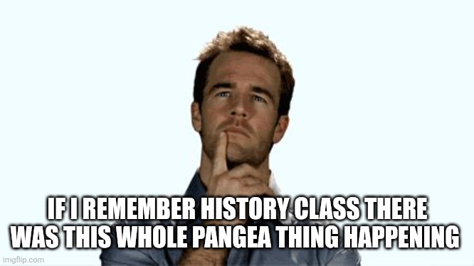 Hmmm | IF I REMEMBER HISTORY CLASS THERE WAS THIS WHOLE PANGEA THING HAPPENING | image tagged in hmmm | made w/ Imgflip meme maker