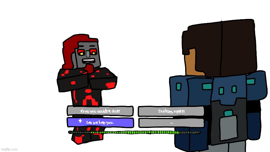 My brother made this in canvas FSR. | image tagged in mcsm,romeo,jesse,i need iron blocks,gaming,minecraft story mode | made w/ Imgflip meme maker