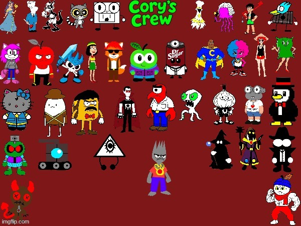 All of the Cory's Crew characters! ( No forms ) I drew all of these with Pixlr | image tagged in ocs | made w/ Imgflip meme maker