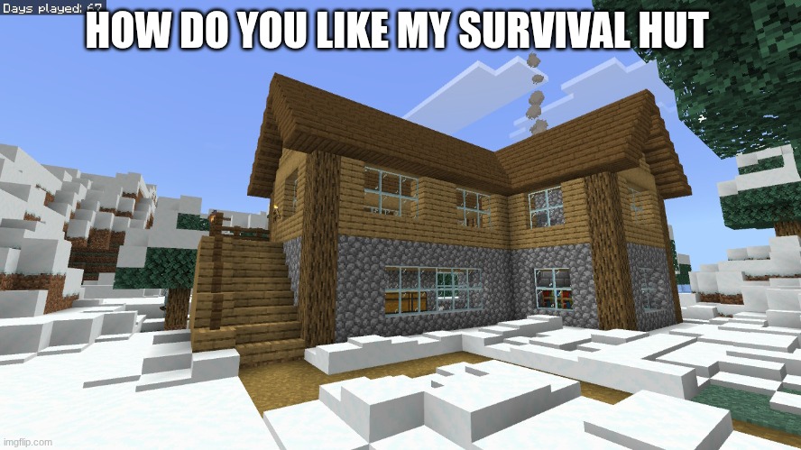 My Minecraft survival Hood | HOW DO YOU LIKE MY SURVIVAL HUT | image tagged in minecraft | made w/ Imgflip meme maker