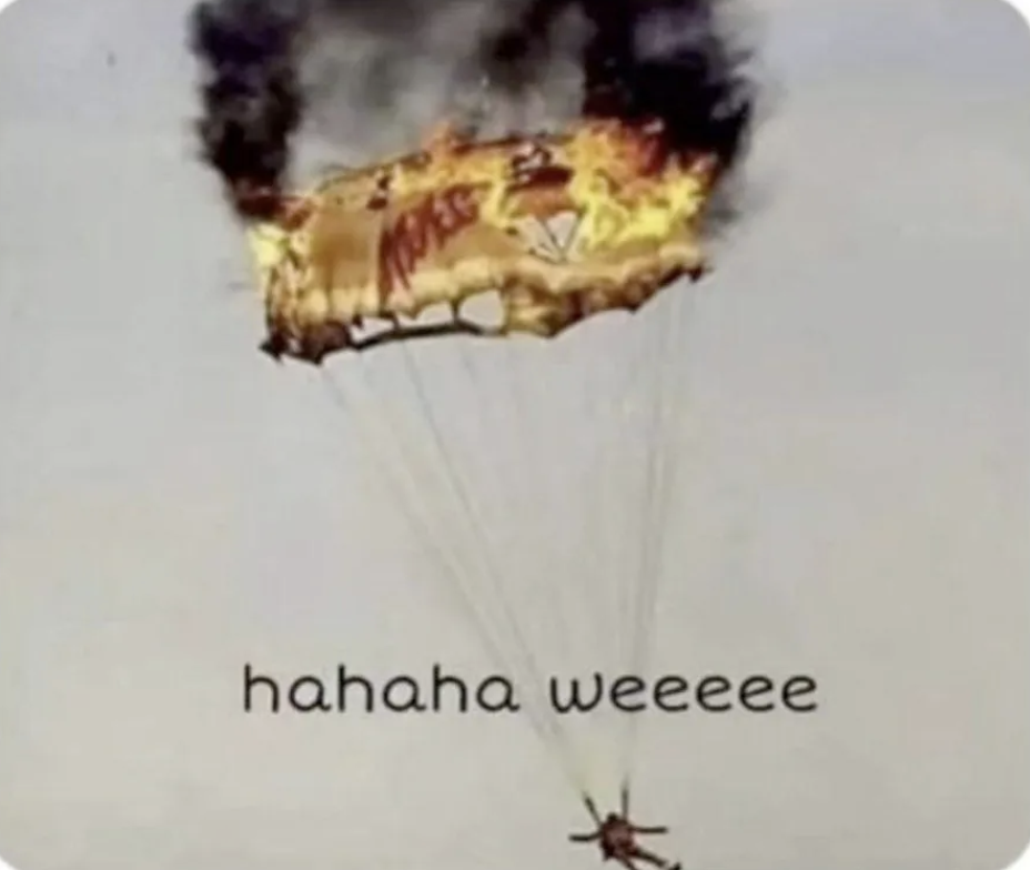 burning parachute Blank Meme Template