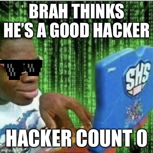 Ryan Beckford | BRAH THINKS HE’S A GOOD HACKER; HACKER COUNT 0 | image tagged in ryan beckford | made w/ Imgflip meme maker