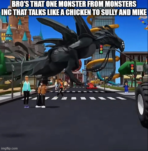 Uh, Korathos? What are you doing there? | BRO'S THAT ONE MONSTER FROM MONSTERS INC THAT TALKS LIKE A CHICKEN TO SULLY AND MIKE | image tagged in roblox,creatures of sonaria | made w/ Imgflip meme maker