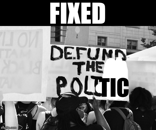 FIXED TIC | image tagged in defund the police | made w/ Imgflip meme maker
