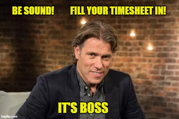 John Bishop TImesheet Reminder | BE SOUND!         FILL YOUR TIMESHEET IN! IT'S BOSS | image tagged in john bishop timesheet reminder,john bishop meme,timesheet meme,timesheet reminder,scouse timesheet reminder | made w/ Imgflip meme maker