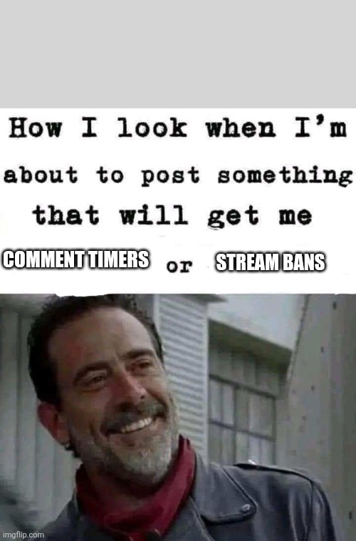 STREAM BANS; COMMENT TIMERS | image tagged in a random meme | made w/ Imgflip meme maker