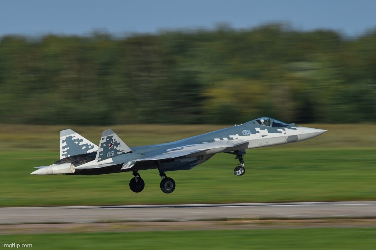 Sukhoi SU-57 landing | image tagged in sukhoi su-57 landing | made w/ Imgflip meme maker