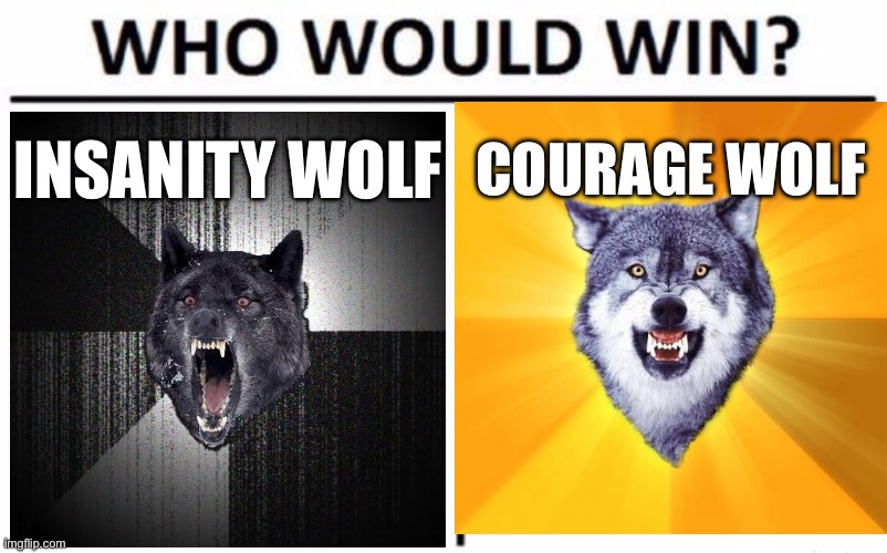 They are both inside you | INSANITY WOLF; COURAGE WOLF | image tagged in memes,who would win | made w/ Imgflip meme maker