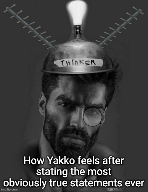 Gigachad Thinker | How Yakko feels after stating the most obviously true statements ever | image tagged in gigachad thinker | made w/ Imgflip meme maker