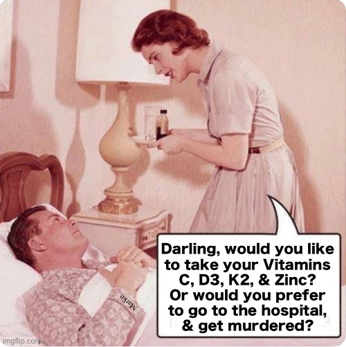 Don’t give them a chance.  You’ll get unalived, & they’ll get bonus payments! | Darling, would you like
to take your Vitamins
C, D3, K2, & Zinc?

Or would you prefer
to go to the hospital,
& get murdered? Marko | image tagged in memes,hypocrite oath,heal my ass,they wanna kill us,perfect job for lefty,progressives leftists fjb voters kissmyass | made w/ Imgflip meme maker