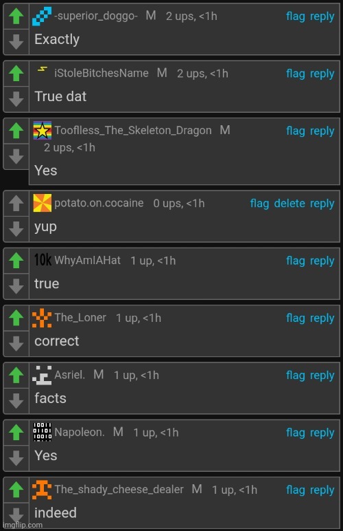 try guess who every user in this screenshot is today | image tagged in agreeing | made w/ Imgflip meme maker