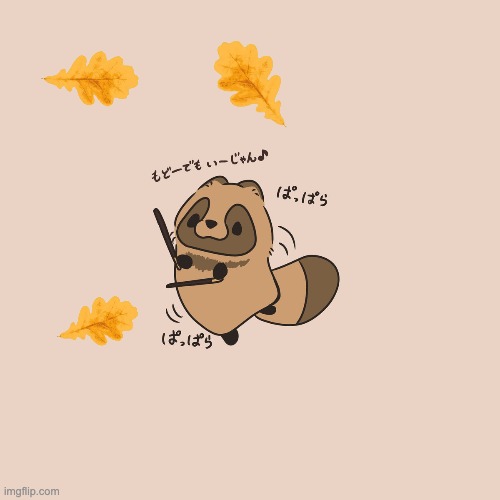 Happy fall | image tagged in thankful,tanuki,joy,leaves,fall | made w/ Imgflip meme maker