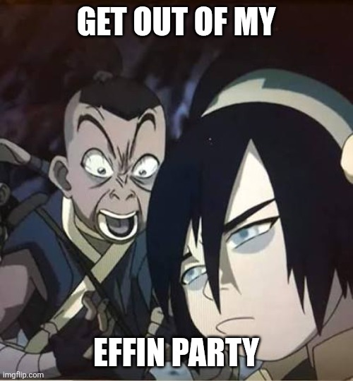 Party Crashout | GET OUT OF MY; EFFIN PARTY | image tagged in funny | made w/ Imgflip meme maker