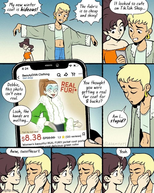 image tagged in coat,tiktok,shop,ai,scam,stupid | made w/ Imgflip meme maker