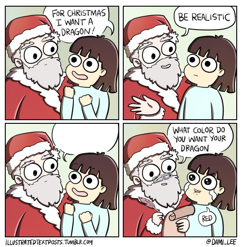 Kid asks Santa for a dragon Blank Meme Template
