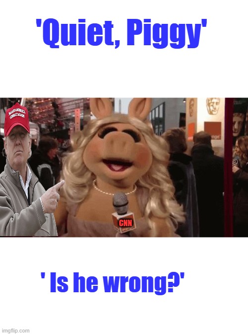 It was a Muppet skit, deems make big deal out a Muppet | 'Quiet, Piggy'; CNN; ' Is he wrong?' | made w/ Imgflip meme maker