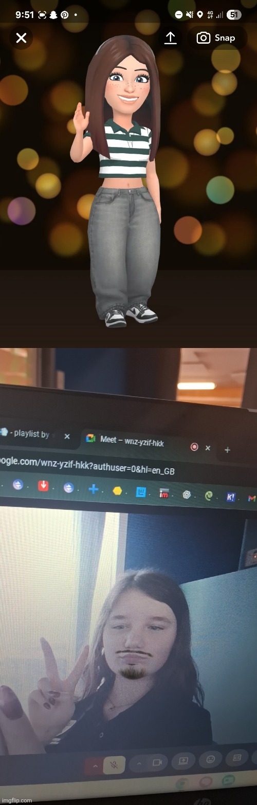 Me VS my Snapchat bitmoji - I wish I had a better picture | made w/ Imgflip meme maker