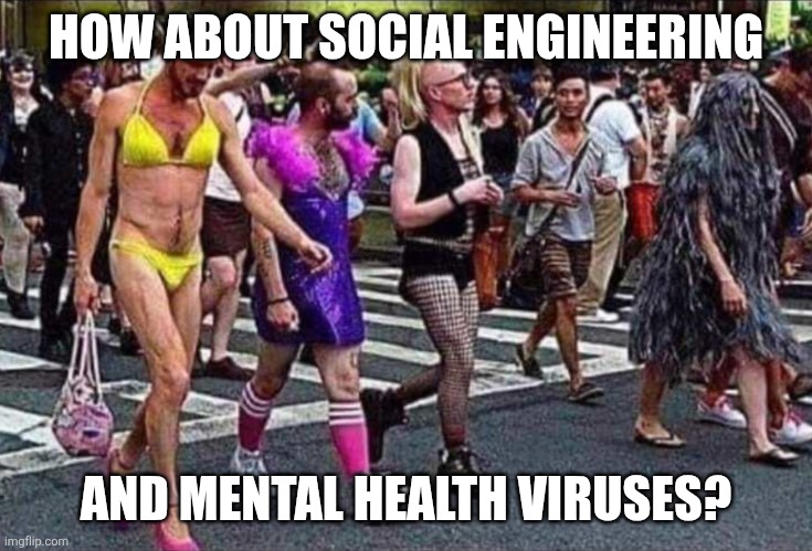 Democrat / Left / Liberal men | HOW ABOUT SOCIAL ENGINEERING AND MENTAL HEALTH VIRUSES? | image tagged in democrat / left / liberal men | made w/ Imgflip meme maker