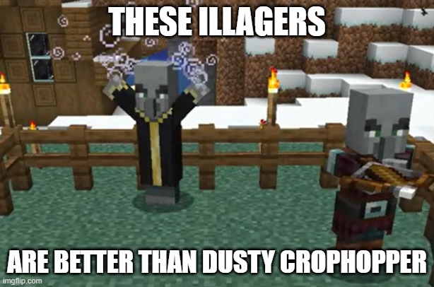 Illagers | THESE ILLAGERS; ARE BETTER THAN DUSTY CROPHOPPER | image tagged in illagers | made w/ Imgflip meme maker