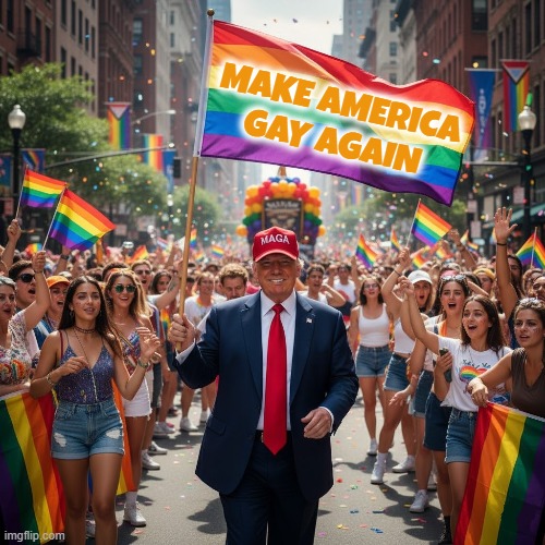 M A G A | MAKE AMERICA GAY AGAIN | image tagged in make america gay again,maga,trump,lgbtqi,gay,homosexual | made w/ Imgflip meme maker