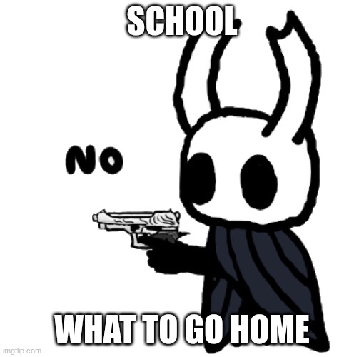 No | SCHOOL; WHAT TO GO HOME | image tagged in no | made w/ Imgflip meme maker