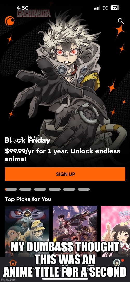 MY DUMBASS THOUGHT THIS WAS AN ANIME TITLE FOR A SECOND | made w/ Imgflip meme maker