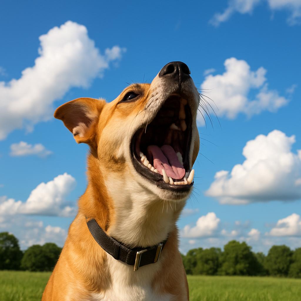 An excited dog yelling at the sky Blank Meme Template