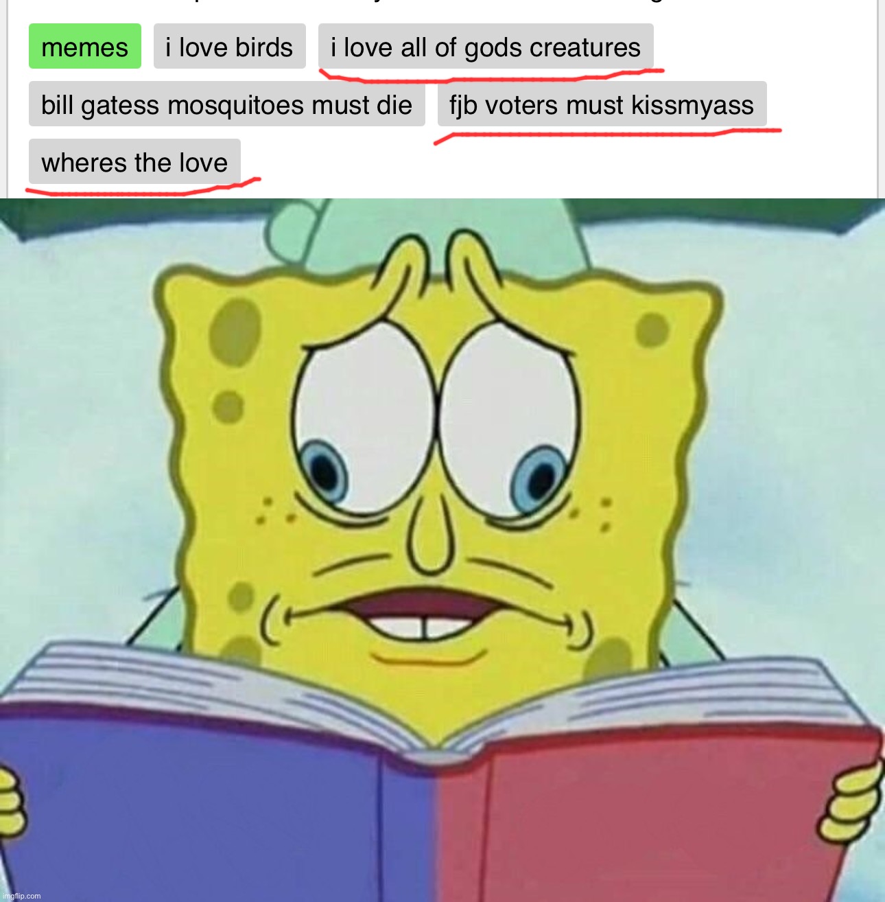 image tagged in cross eyed spongebob | made w/ Imgflip meme maker