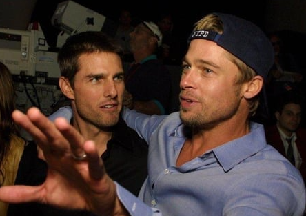 Tom Cruise looking at Brad Pitt Blank Meme Template