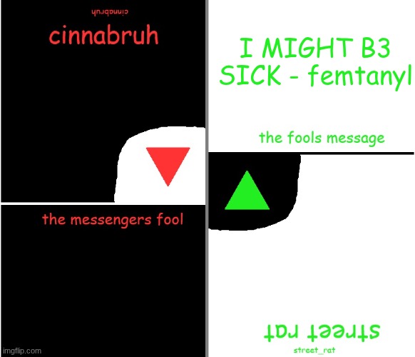 street rat n cinnabruh announcement | I MIGHT B3 SICK - femtanyl | image tagged in street rat n cinnabruh announcement | made w/ Imgflip meme maker