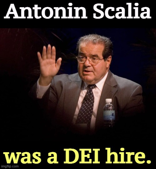In a bid for the Italian vote. | Antonin Scalia; was a DEI hire. | image tagged in scalia,diversity,minority,supreme court,conservative | made w/ Imgflip meme maker
