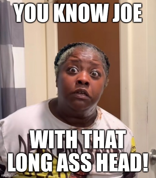 YOU KNOW JOE WITH THAT LONG ASS HEAD | YOU KNOW JOE; WITH THAT LONG ASS HEAD! | image tagged in funny,memes | made w/ Imgflip meme maker