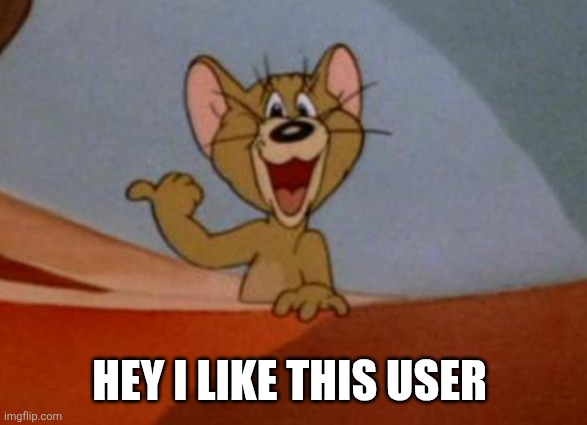 jerry pointing | HEY I LIKE THIS USER | image tagged in jerry pointing | made w/ Imgflip meme maker