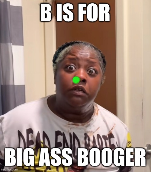 B IS FOR BIG ASS BOOGER | B IS FOR; BIG ASS BOOGER | image tagged in booger | made w/ Imgflip meme maker