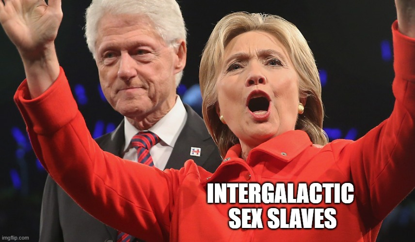 HIllary and Bill Clinton | INTERGALACTIC 
SEX SLAVES | image tagged in hillary and bill clinton | made w/ Imgflip meme maker