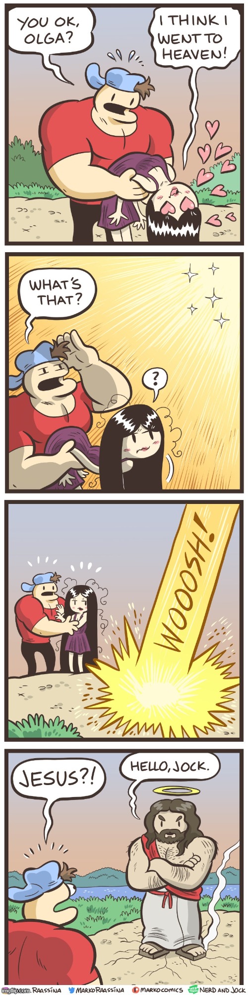 image tagged in jock,olga,in love,heaven,jesus,jesus christ | made w/ Imgflip meme maker