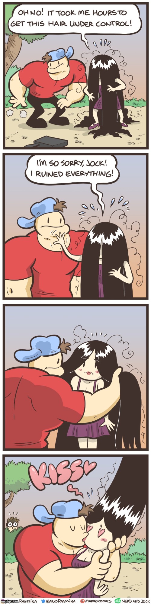 image tagged in jock,olga,hair,kiss,kissing,aww | made w/ Imgflip meme maker