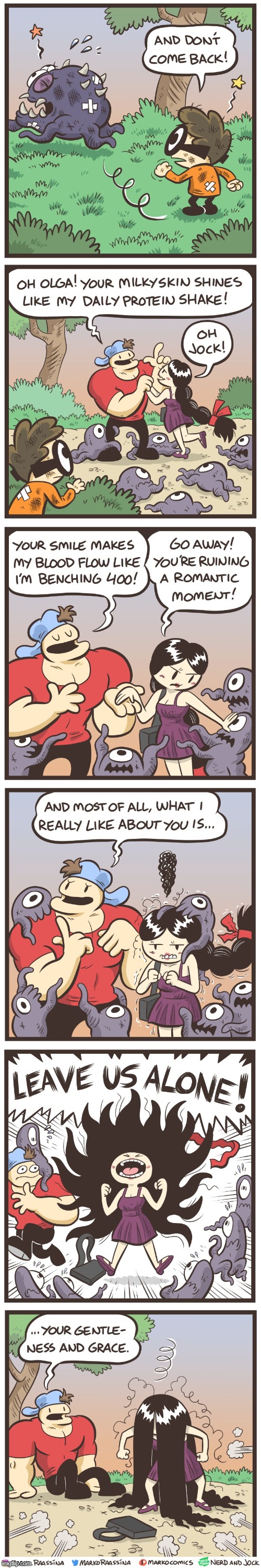 image tagged in nerd,jock,olga,demons,hair,screaming | made w/ Imgflip meme maker