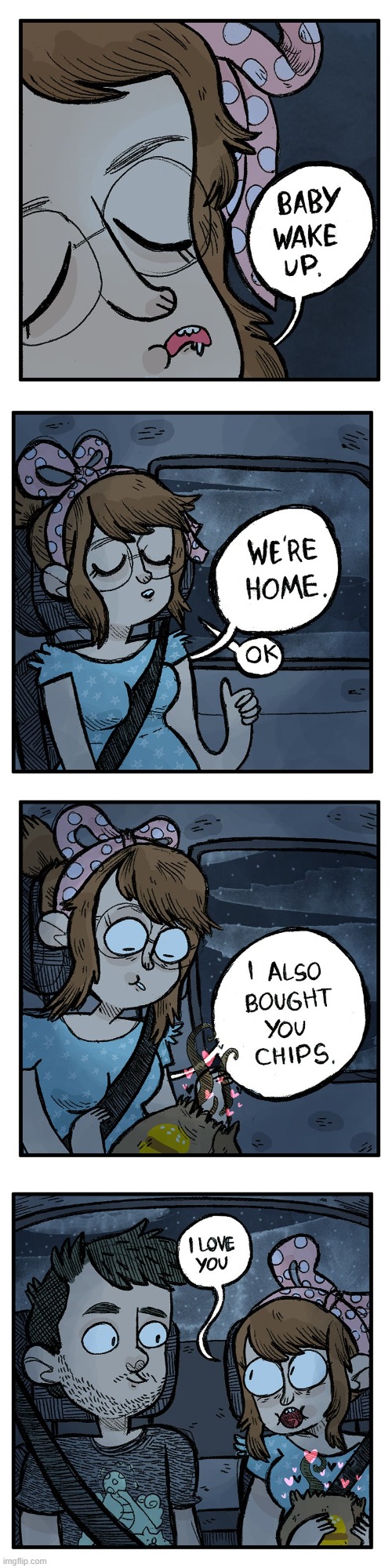 image tagged in sleeping,car,night,home,chips,french fries | made w/ Imgflip meme maker