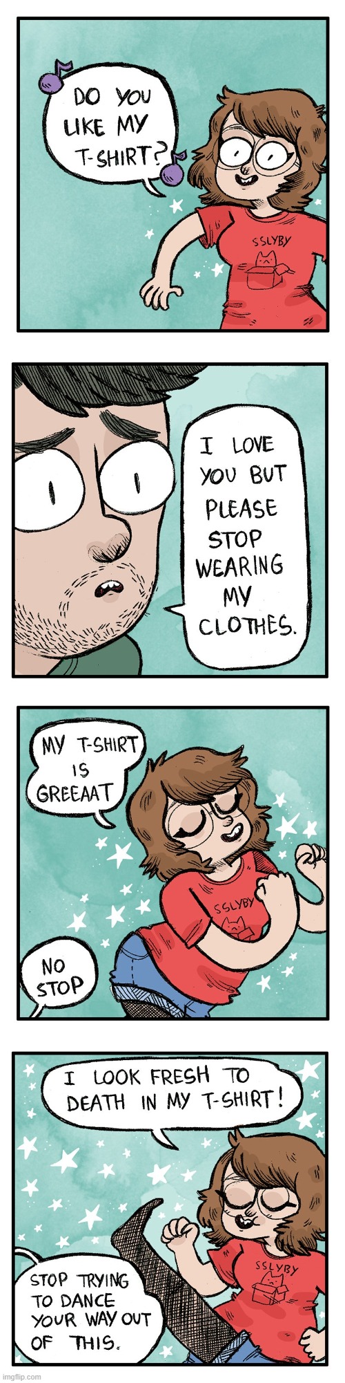 image tagged in t-shirt,clothes,spouse,husband,dance,dancing | made w/ Imgflip meme maker