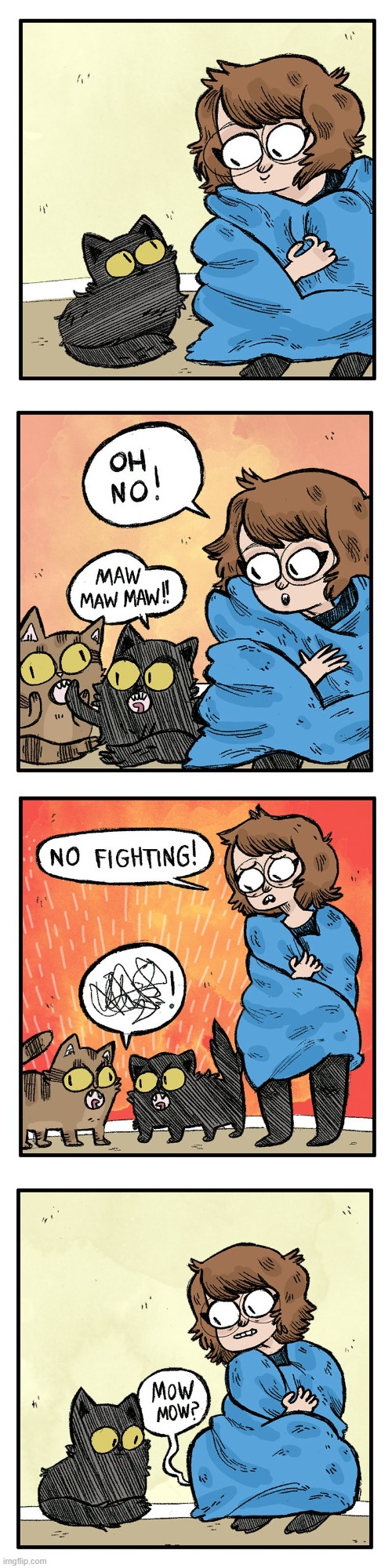 image tagged in cat,cats,fight,fighting,blanket,hiding | made w/ Imgflip meme maker