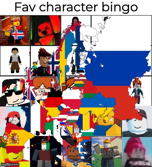 since ts made by stelvyn (dont ask why kosvo is serbian) | image tagged in fav characters bingo v2 | made w/ Imgflip meme maker