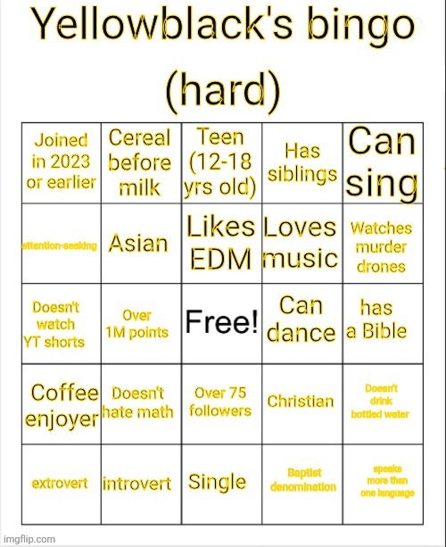 my bingo | image tagged in yellowblack's bingo | made w/ Imgflip meme maker