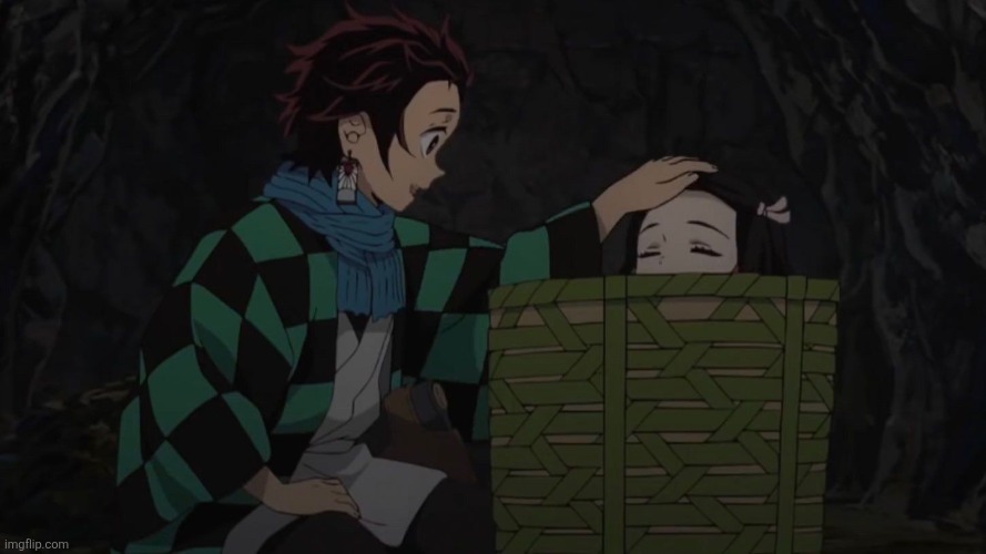 Tanjiro headpatting Nezuko | image tagged in tanjiro headpatting nezuko | made w/ Imgflip meme maker